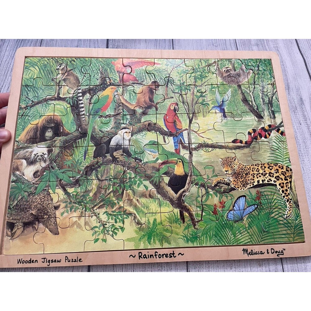 Melissa & Doug Wooden Jigsaw Wood Puzzle, Rainforest, #304, 48 pieces